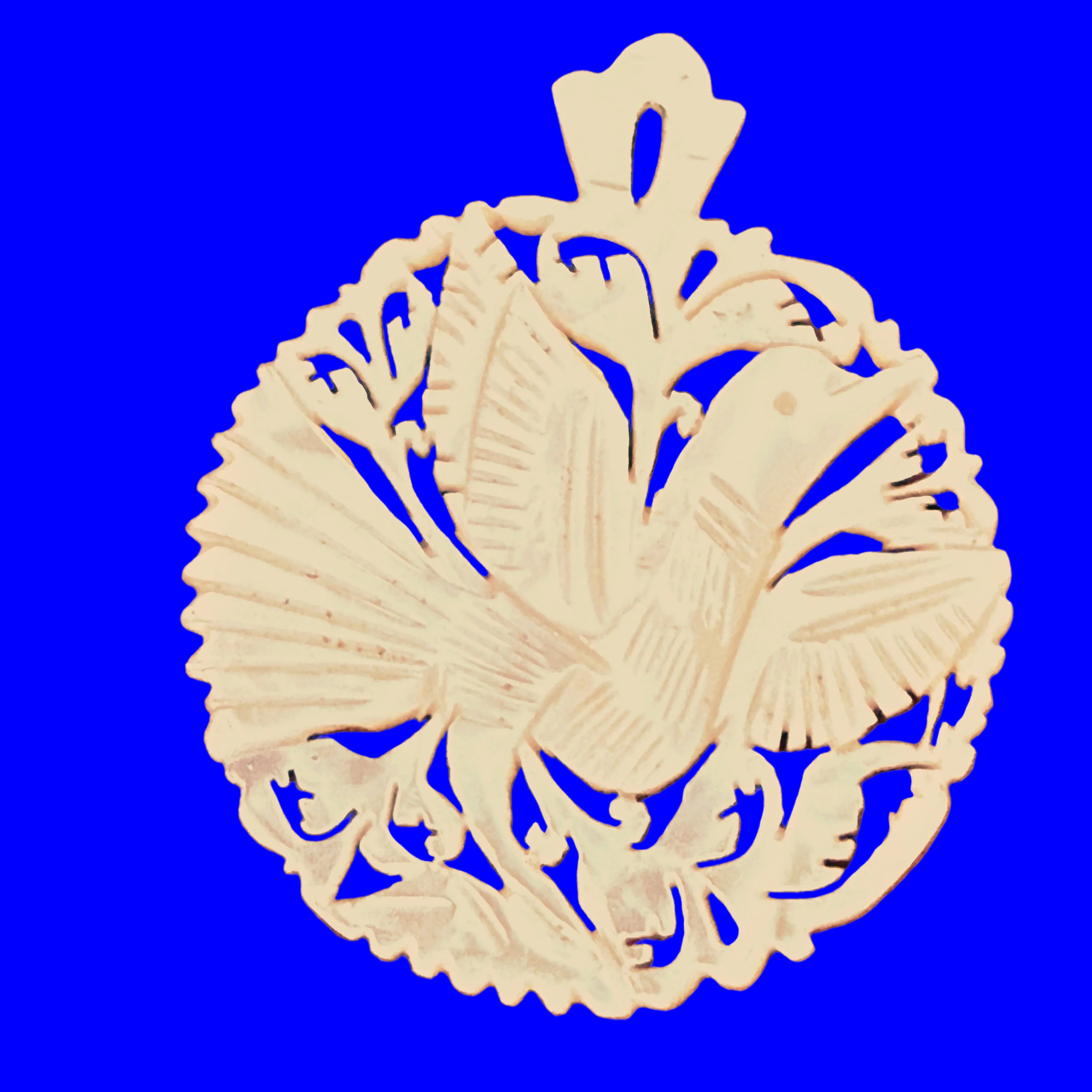 Antique Hand Carved Mother of Pearl Dove Pendant Israel Bethlehem MOP