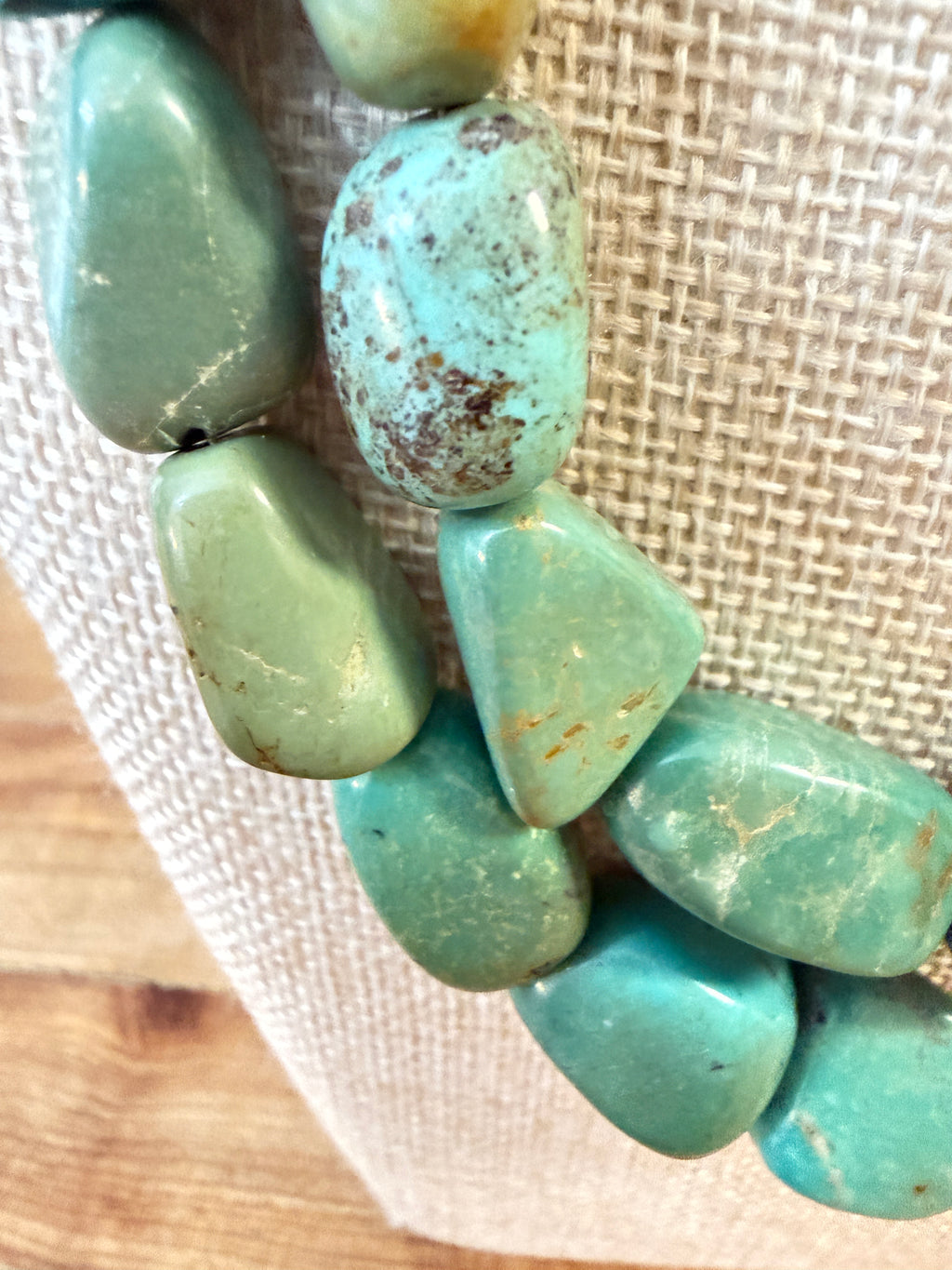 Turquoise Artisan Necklace Two Strander with a 925 Silver Clasp