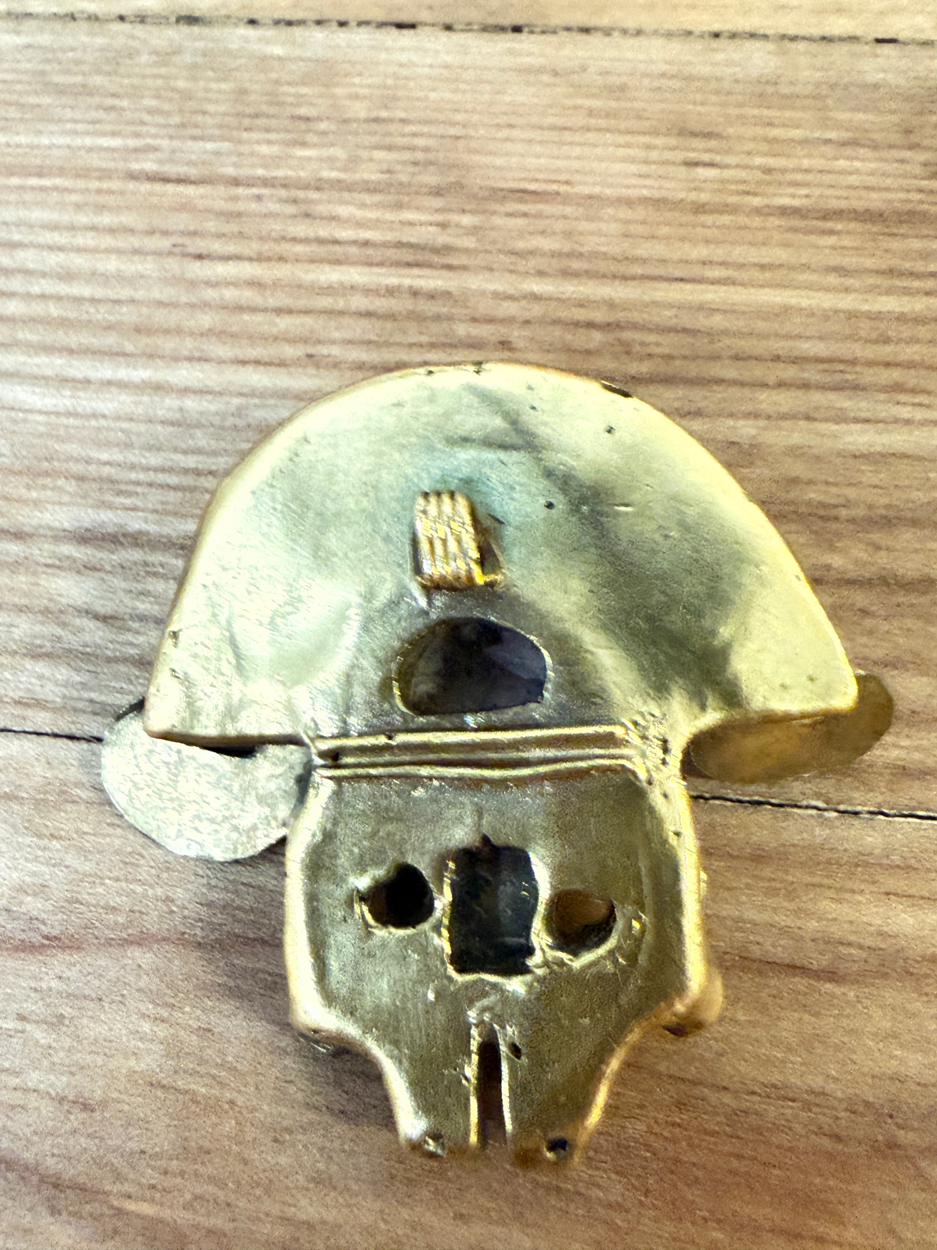 Pre-Columbian Tumbaga Cacique Chieftain With Flamboyant Headgear Scepter Pendant