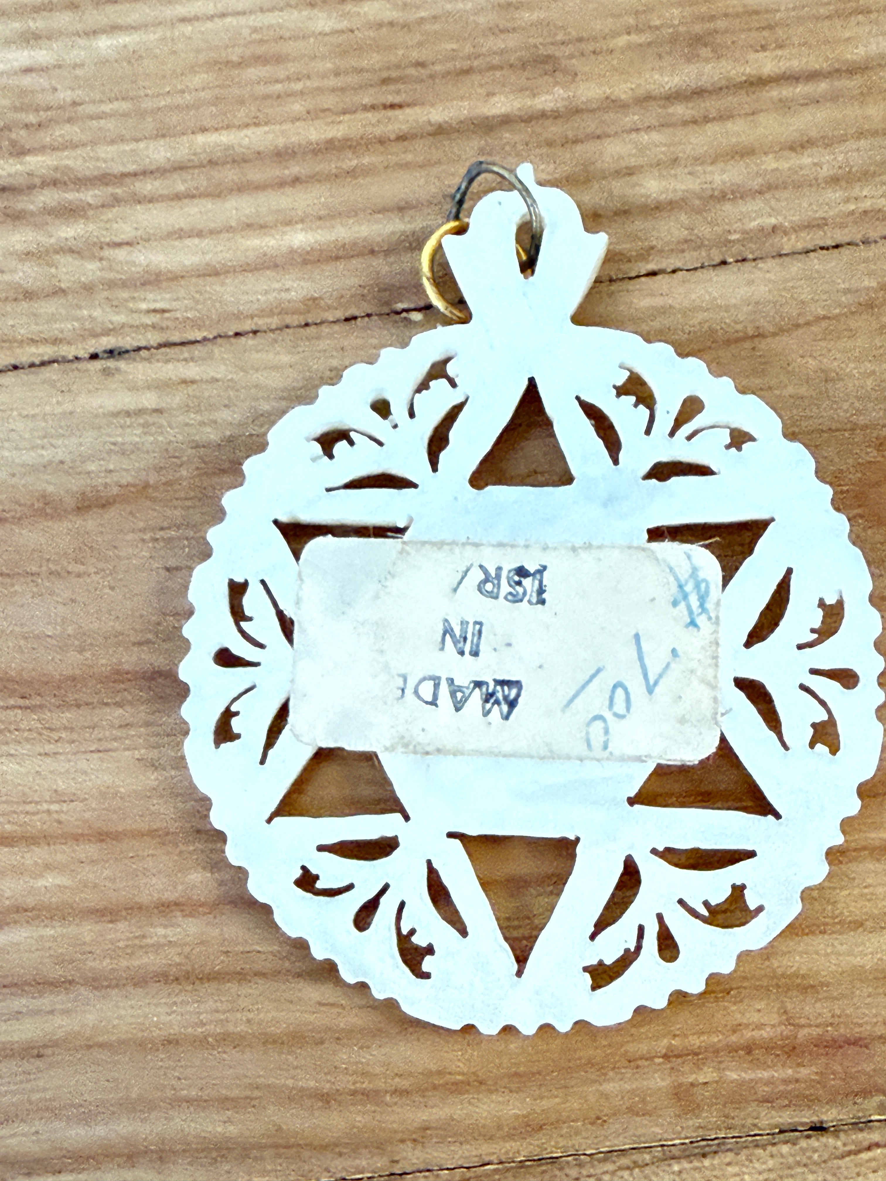 Vintage Pendant Hand Carved Mother of Pearl MOP Star of David Israel Bethlehem