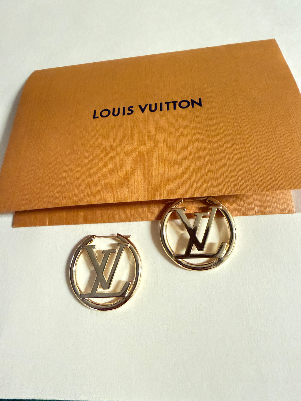 Louis Vuitton Louise Hoop Gold Tone Earrings