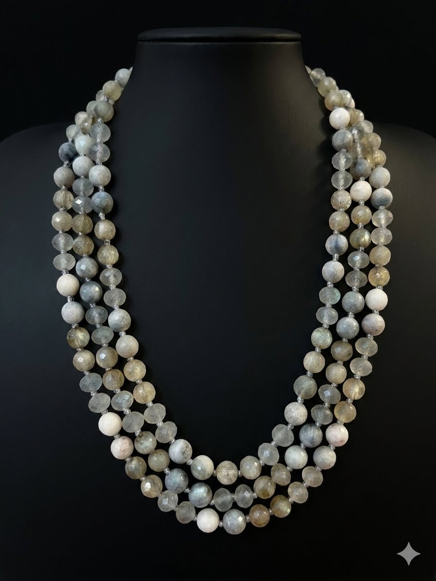 Smokey Grey Giorbertite Beaded Necklace
