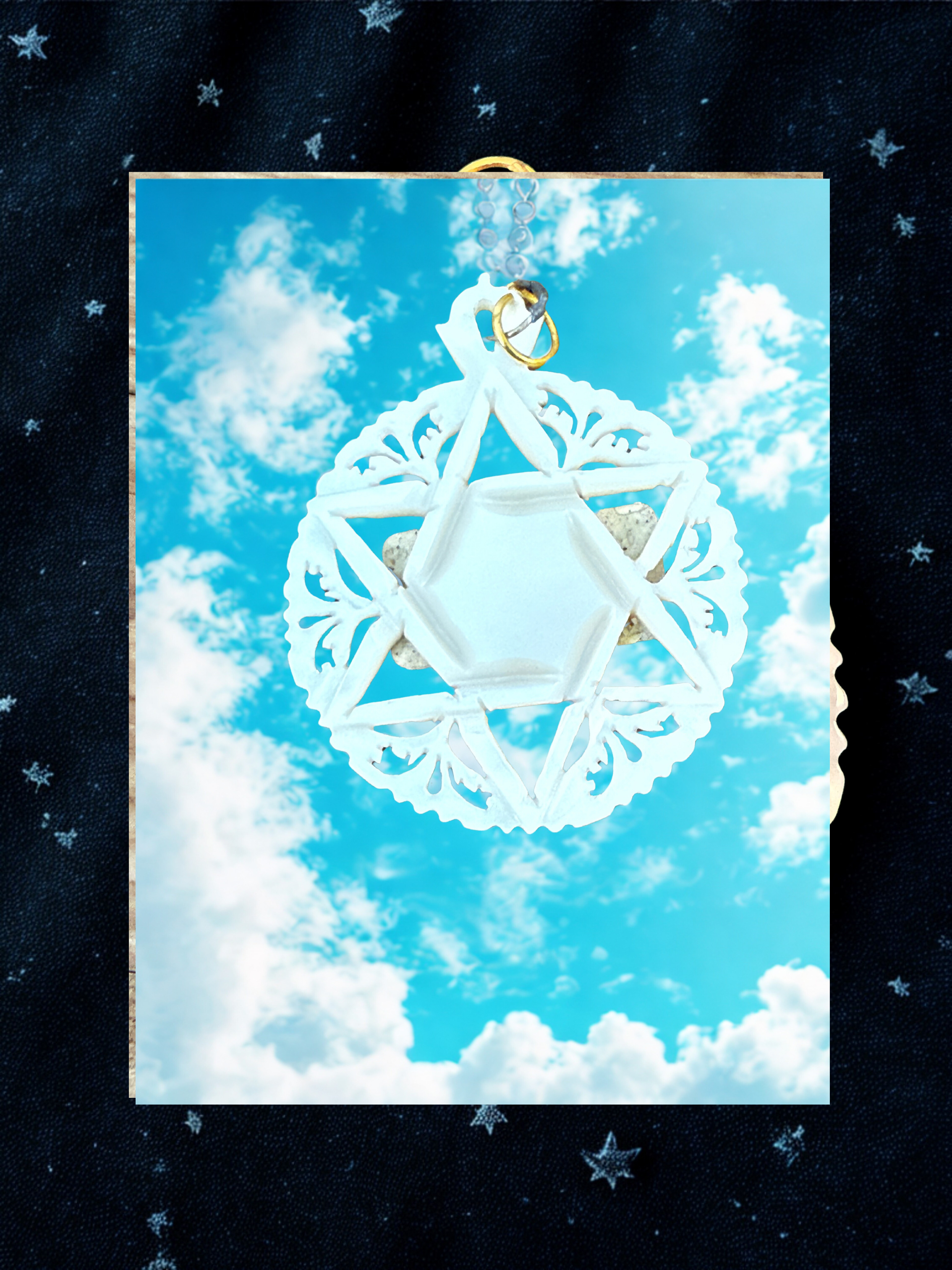 Vintage Pendant Hand Carved Mother of Pearl MOP Star of David Israel Bethlehem
