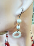Pearl and Mother of Pearl Drop Dangle Pierced Earrings