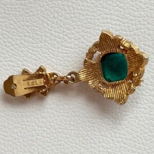 Kenneth Jay Lane Gold and Emerald Green Drop Earrings St Patrick's Day Bling
